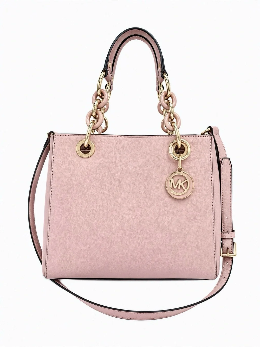 Michael Kors Blush Pink Saffiano Leather Satchel with Gold Hardware